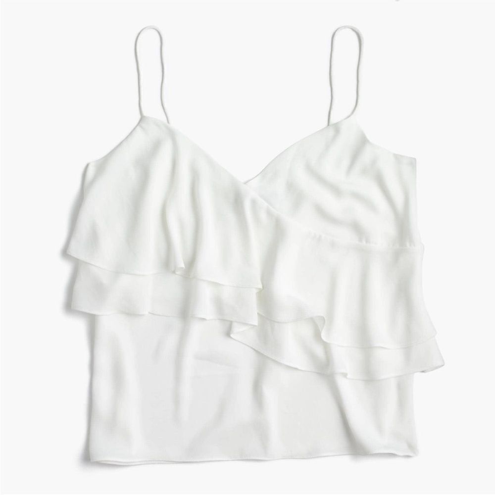 J. Crew drapey ruffle cami top blouse. Ivory, Size 2.